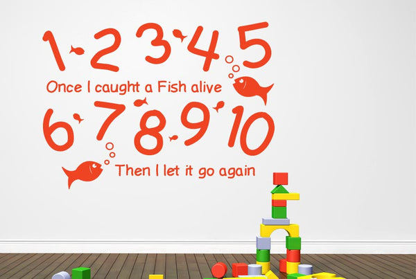 1 2 3 4 5 Once I Caught A Fish Alive Wall Sticker