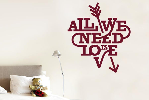 All We Need Is Love Heart And Arrow Wall Sticker