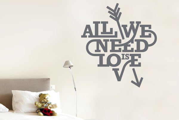 All We Need Is Love Heart And Arrow Wall Sticker