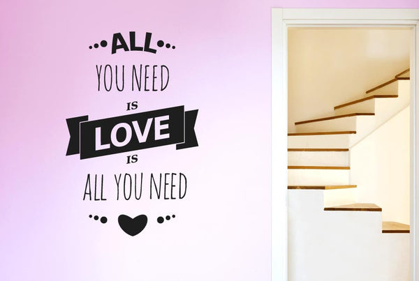 All You Need Is Love Is All You Need Three Small Hearts Wall Sticker