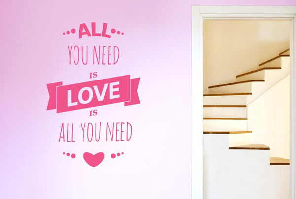 All You Need Is Love Is All You Need Three Small Hearts Wall Sticker