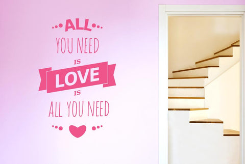 All You Need Is Love Is All You Need Three Small Hearts Wall Sticker