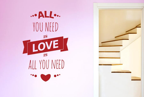 All You Need Is Love Is All You Need Three Small Hearts Wall Sticker