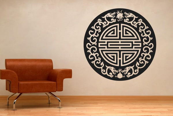 Asian Motif With Floral Dragons Wall Sticker