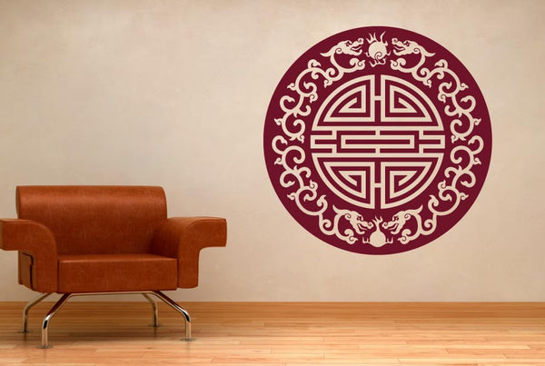 Asian Motif With Floral Dragons Wall Sticker