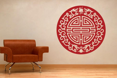 Asian Motif With Floral Dragons Wall Sticker