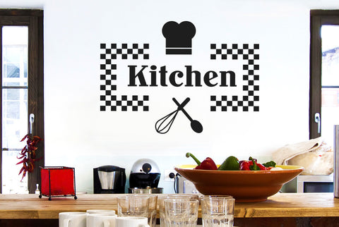 Checkered Kitchen Sign Wall Sticker