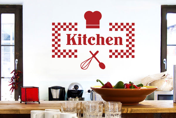 Checkered Kitchen Sign Wall Sticker