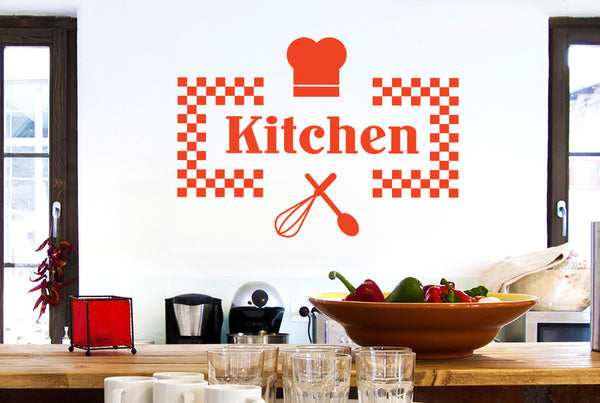 Checkered Kitchen Sign Wall Sticker