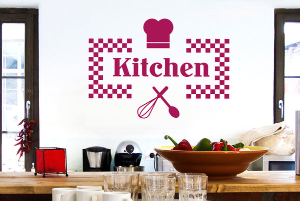Checkered Kitchen Sign Wall Sticker