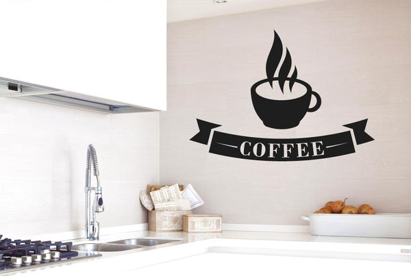 Coffee Cup With Banner Wall Sticker