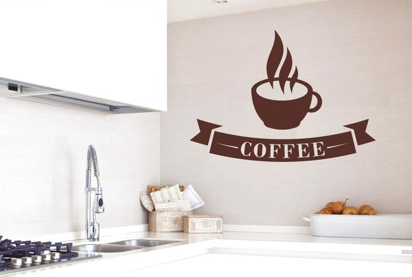 Coffee Cup With Banner Wall Sticker