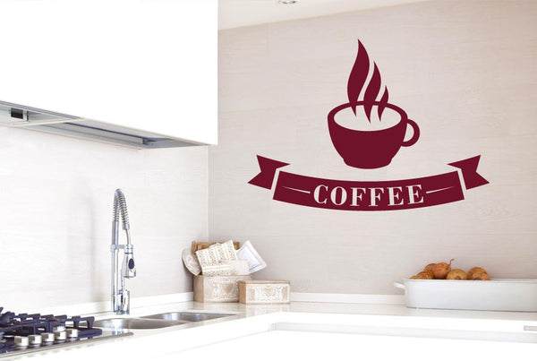 Coffee Cup With Banner Wall Sticker
