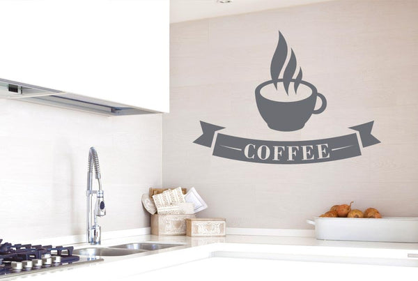 Coffee Cup With Banner Wall Sticker