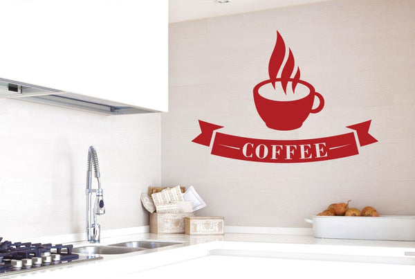 Coffee Cup With Banner Wall Sticker