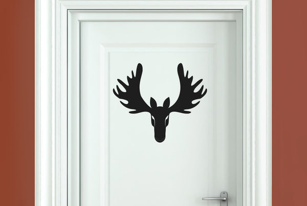 Cool Forward Facing Moose Head Door Room Sticker