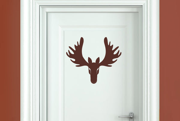 Cool Forward Facing Moose Head Door Room Sticker