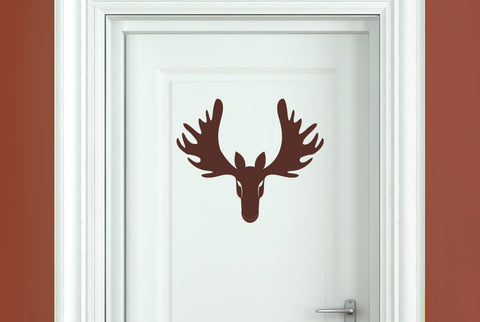 Cool Forward Facing Moose Head Door Room Sticker