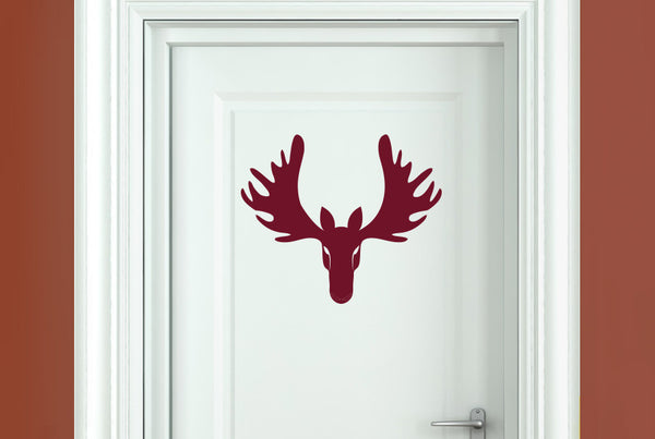 Cool Forward Facing Moose Head Door Room Sticker
