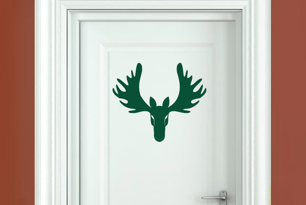 Cool Forward Facing Moose Head Door Room Sticker