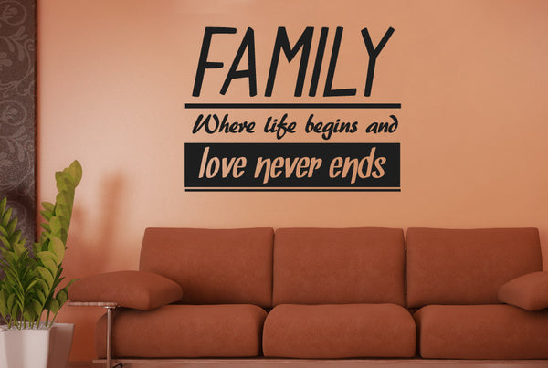 Family Where Life Begins And Love Never Ends Wall Sticker