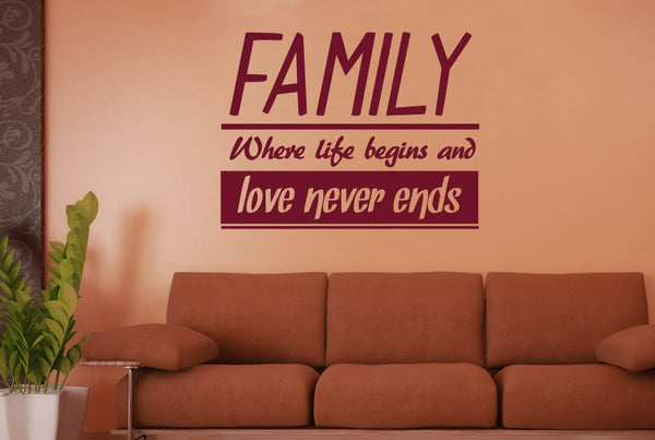 Family Where Life Begins And Love Never Ends Wall Sticker