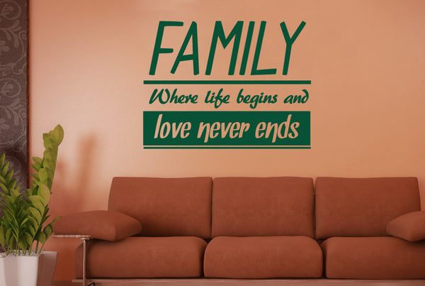 Family Where Life Begins And Love Never Ends Wall Sticker