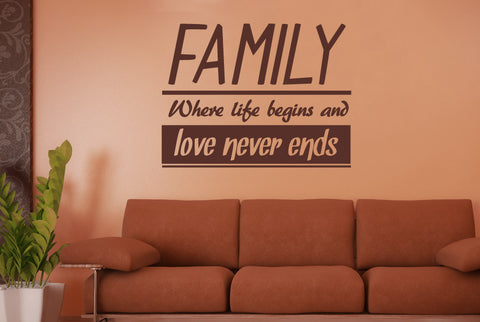 Family Where Life Begins And Love Never Ends Wall Sticker