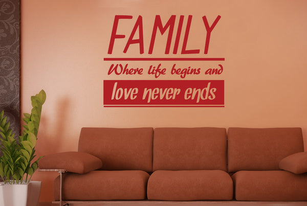 Family Where Life Begins And Love Never Ends Wall Sticker