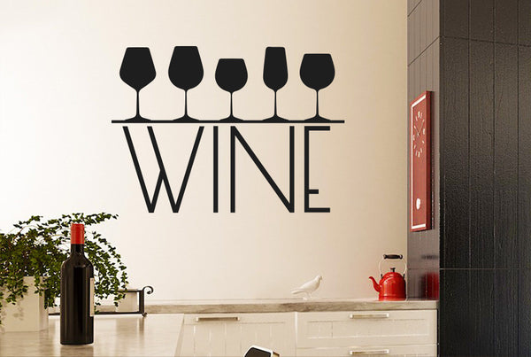 Five Different Wine Glass’s Sign Wall Sticker