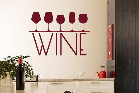 Five Different Wine Glass’s Sign Wall Sticker