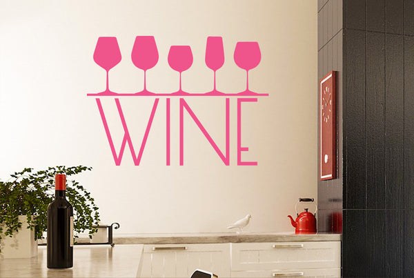 Five Different Wine Glass’s Sign Wall Sticker