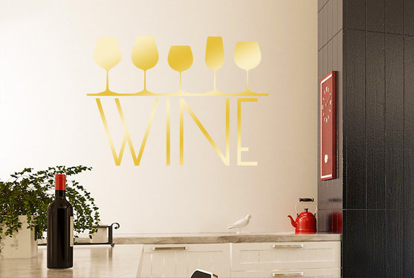 Five Different Wine Glass’s Sign Wall Sticker