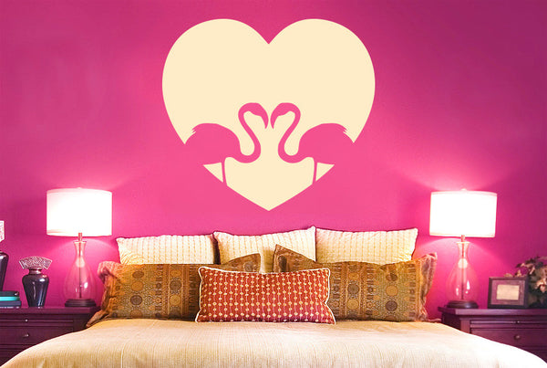 Flamingo Love Heart Wall Sticker