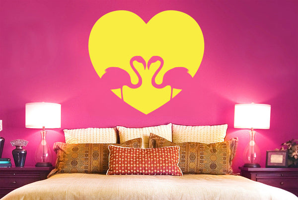 Flamingo Love Heart Wall Sticker