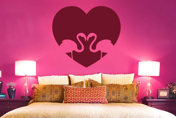 Flamingo Love Heart Wall Sticker