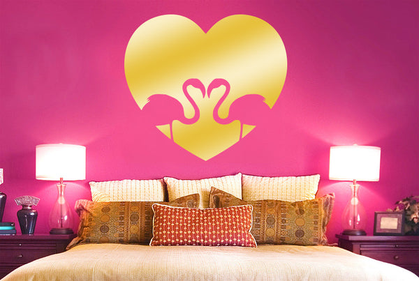 Flamingo Love Heart Wall Sticker
