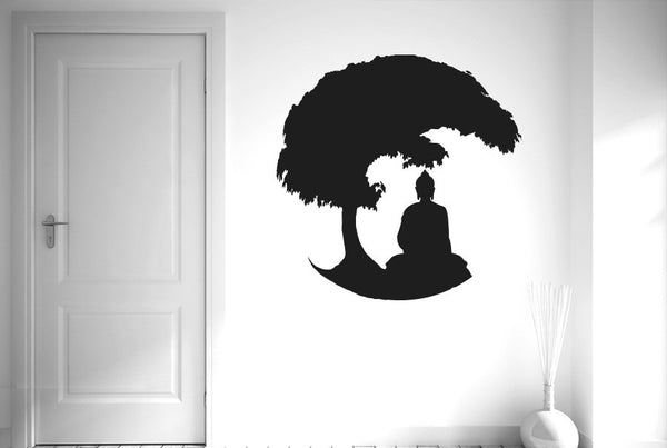 Gautama Buddha Under Bonsai Tree Wall Sticker