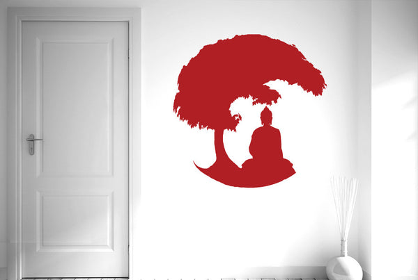 Gautama Buddha Under Bonsai Tree Wall Sticker