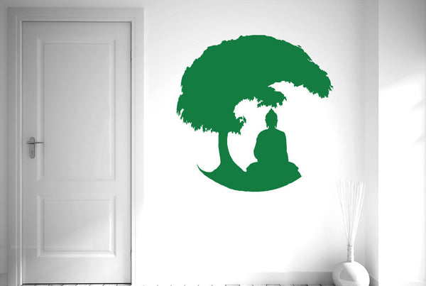 Gautama Buddha Under Bonsai Tree Wall Sticker