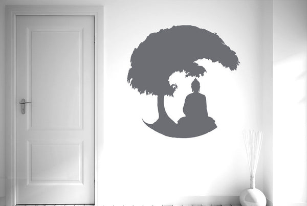 Gautama Buddha Under Bonsai Tree Wall Sticker