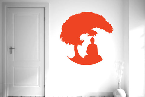 Gautama Buddha Under Bonsai Tree Wall Sticker