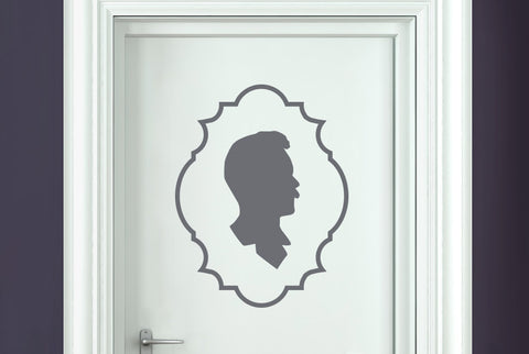 Gentleman Side Profile Framed Door Room Sticker
