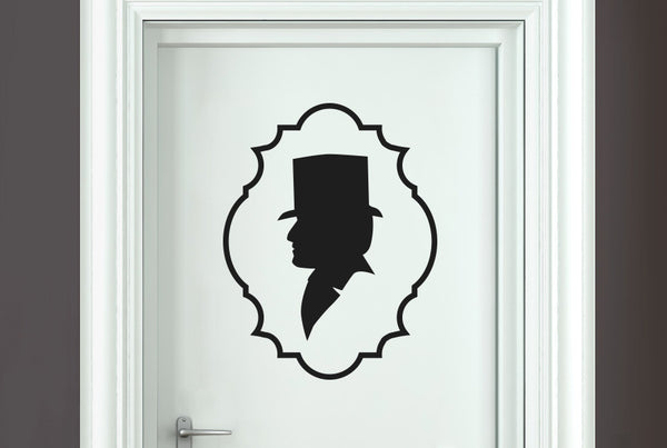 Gentleman Top Hat Side Profile Door Room Sticker