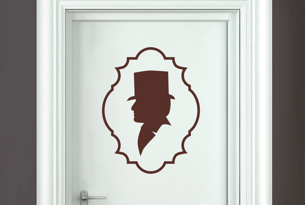 Gentleman Top Hat Side Profile Door Room Sticker