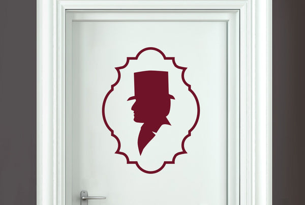 Gentleman Top Hat Side Profile Door Room Sticker