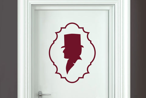 Gentleman Top Hat Side Profile Door Room Sticker