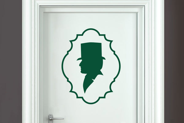Gentleman Top Hat Side Profile Door Room Sticker
