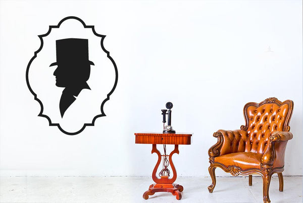 Gentleman Top Hat Side Profile Wall Sticker