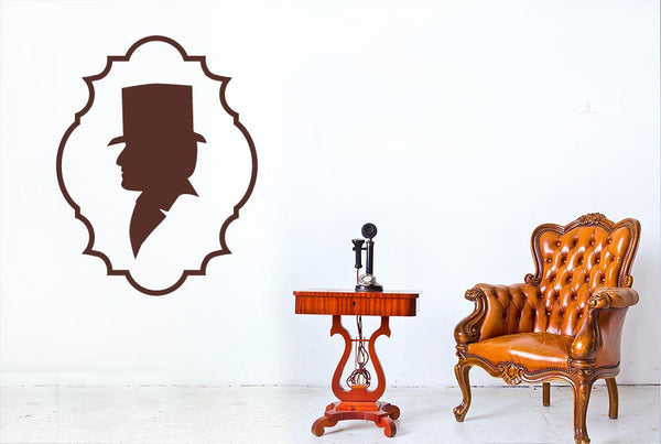 Gentleman Top Hat Side Profile Wall Sticker